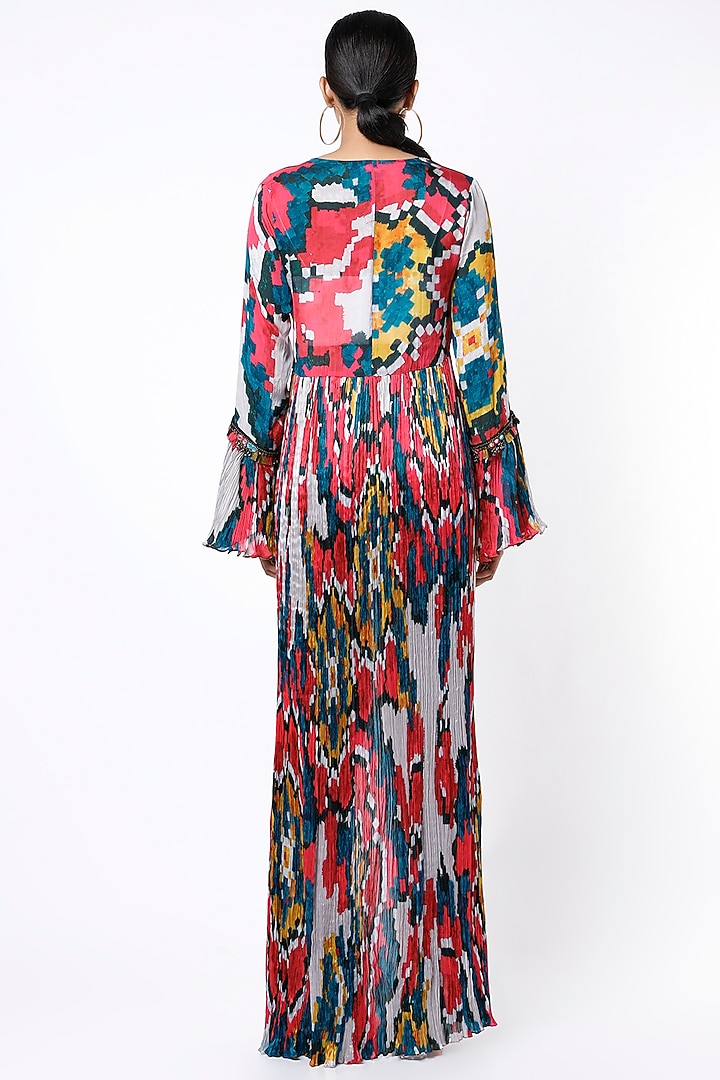 Multi-Colored Printed Micro-Pleated Blouse by Saaksha & Kinni at Pernia's Pop Up Shop