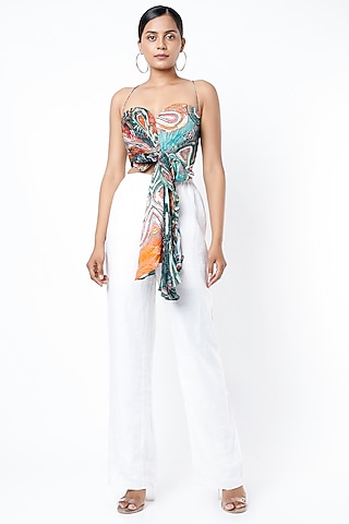 Cobalt Blue Printed Cross-Front Bustier by Saaksha & Kinni