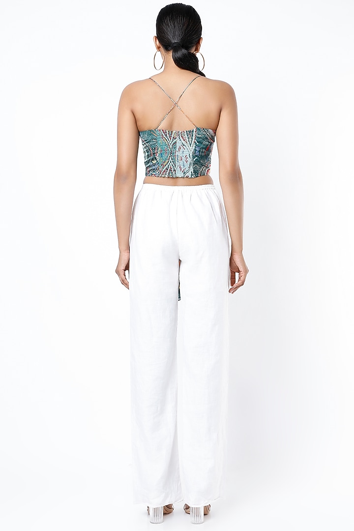 Cobalt Blue Printed Cross-Front Bustier by Saaksha & Kinni at Pernia's Pop Up Shop