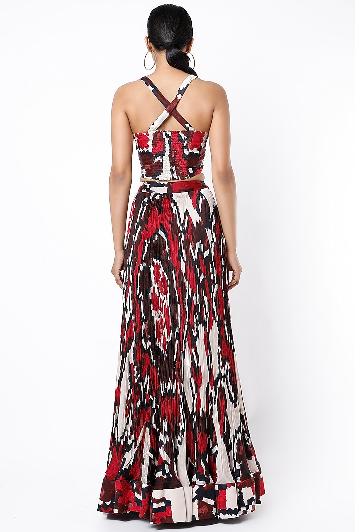 Cadmium Red Printed Bustier by Saaksha & Kinni at Pernia's Pop Up Shop