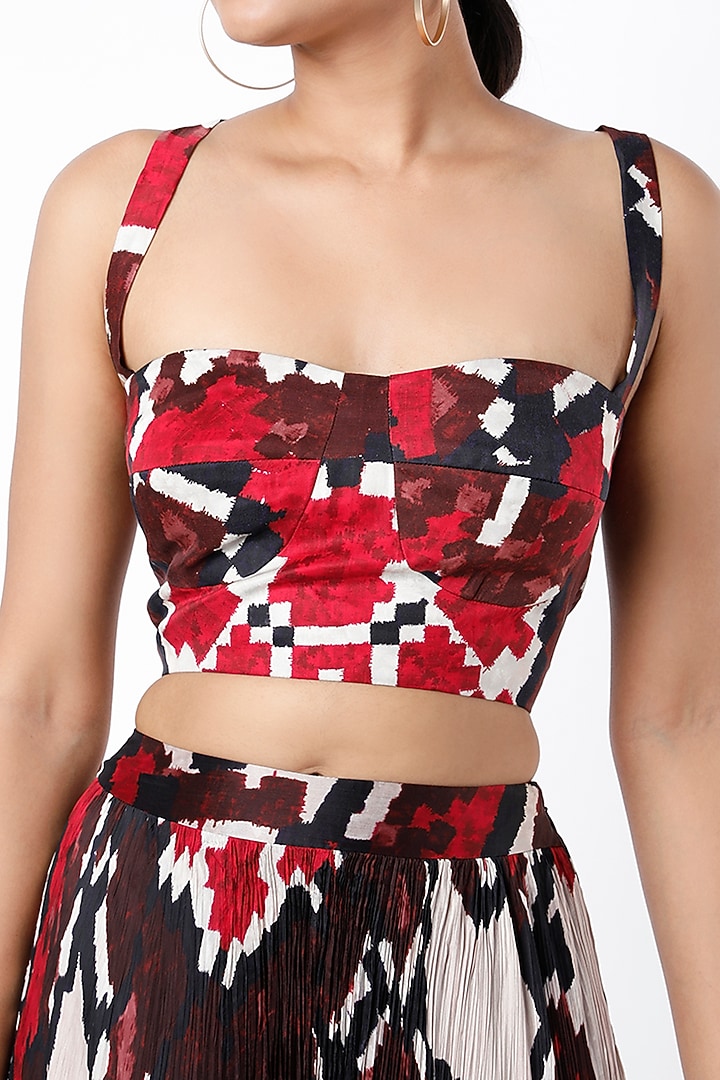 Cadmium Red Printed Bustier by Saaksha & Kinni at Pernia's Pop Up Shop