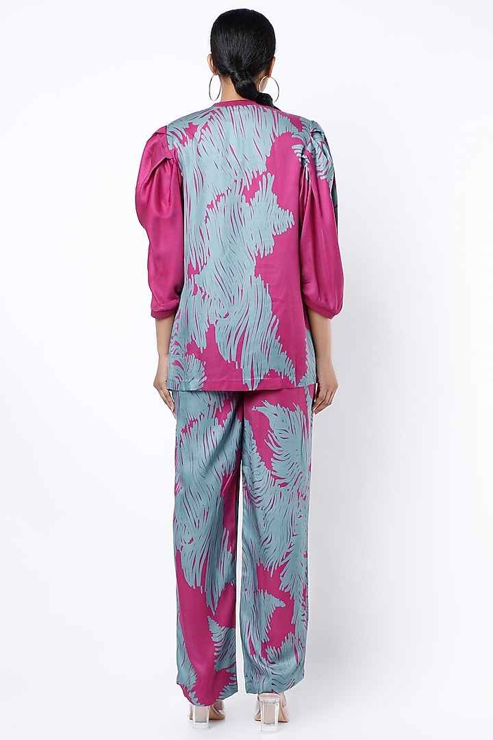 Fuchsia & Blue Printed Shirt by Saaksha & Kinni at Pernia's Pop Up Shop