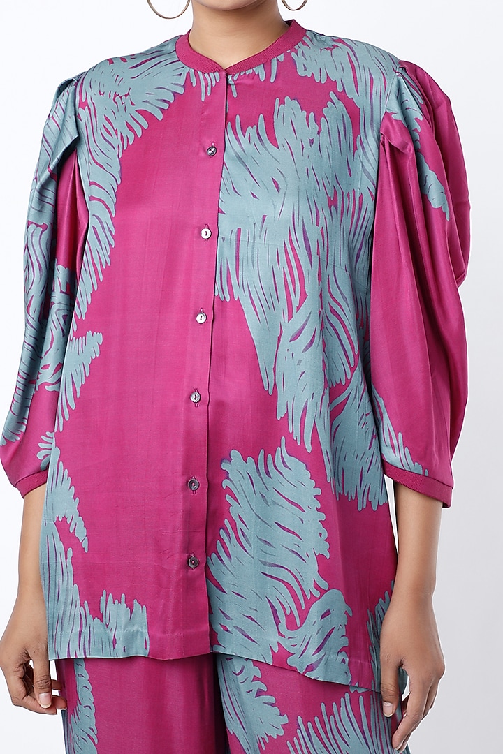 Fuchsia & Blue Printed Shirt by Saaksha & Kinni at Pernia's Pop Up Shop
