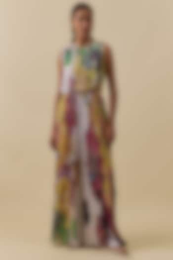 Multi-Colored Chiffon Printed Jumpsuit by Saaksha & Kinni at Pernia's Pop Up Shop