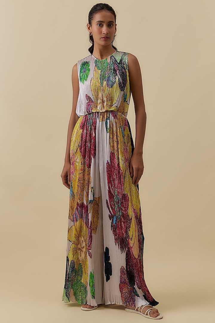 Multi-Colored Chiffon Printed Jumpsuit by Saaksha & Kinni at Pernia's Pop Up Shop