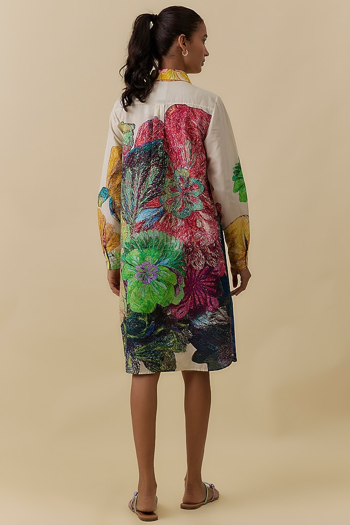 Multi-Colored Cambric Floral Printed Summer Shirt Dress by Saaksha & Kinni at Pernia's Pop Up Shop