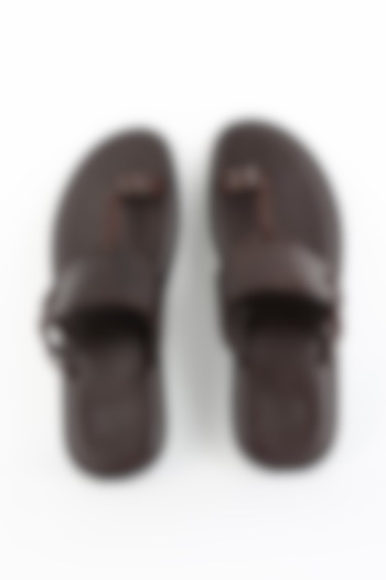 Brown Embossed Sandals by SKO Men