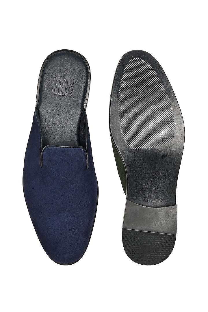 Blue Suede Mules by SKO Men at Pernia's Pop Up Shop