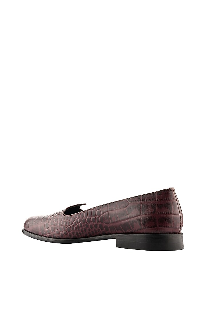 Burgundy Leather Snake Printed Mojaris by SKO Men at Pernia's Pop Up Shop