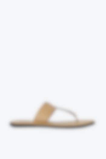 Beige Nappa Leather Handmade Sandals by SKO Men