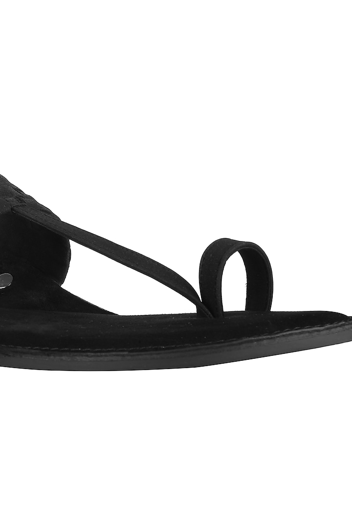 Black Leather Weaved Kolhapuri Sandals by SKO Men at Pernia's Pop Up Shop