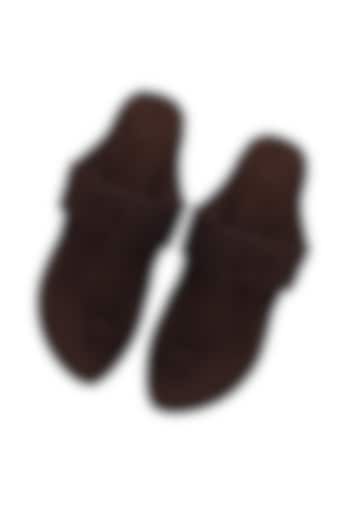 Brown Leather Weaved Kolhapuri Sandals by SKO Men