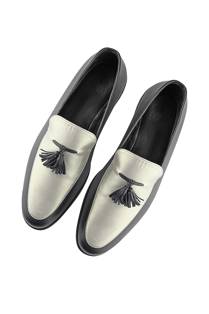 Grey & Gold Leather Loafers by SKO Men