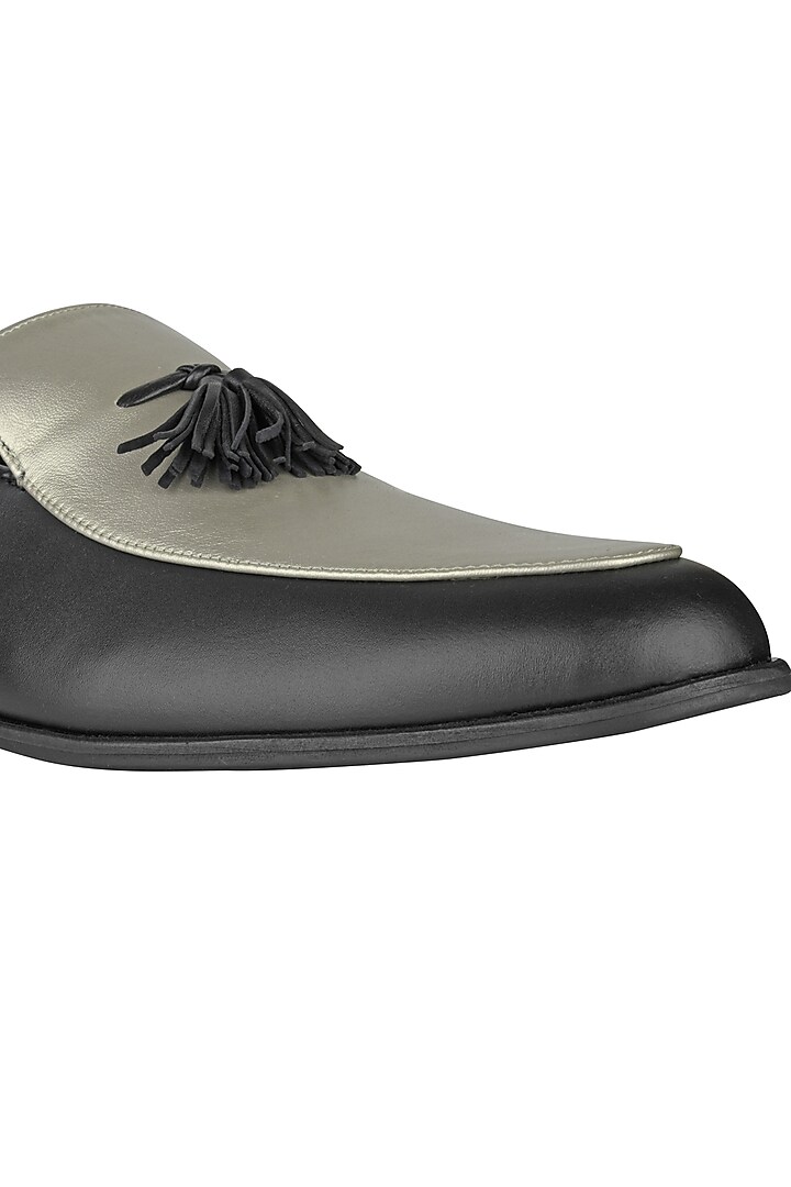 Grey & Gold Leather Loafers by SKO Men at Pernia's Pop Up Shop