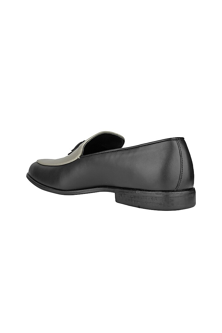 Grey & Gold Leather Loafers by SKO Men at Pernia's Pop Up Shop