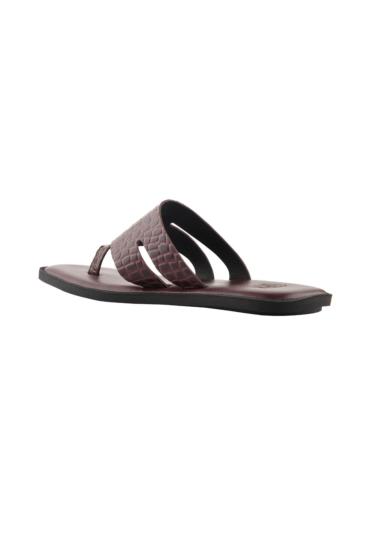 Maroon Leather Textured Sandals Design by SKO Men at Pernia s Pop