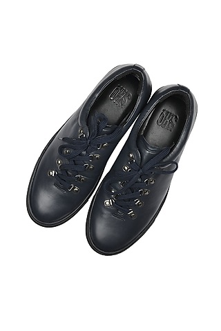 Navy Blue Leather Sneakers by SKO Men