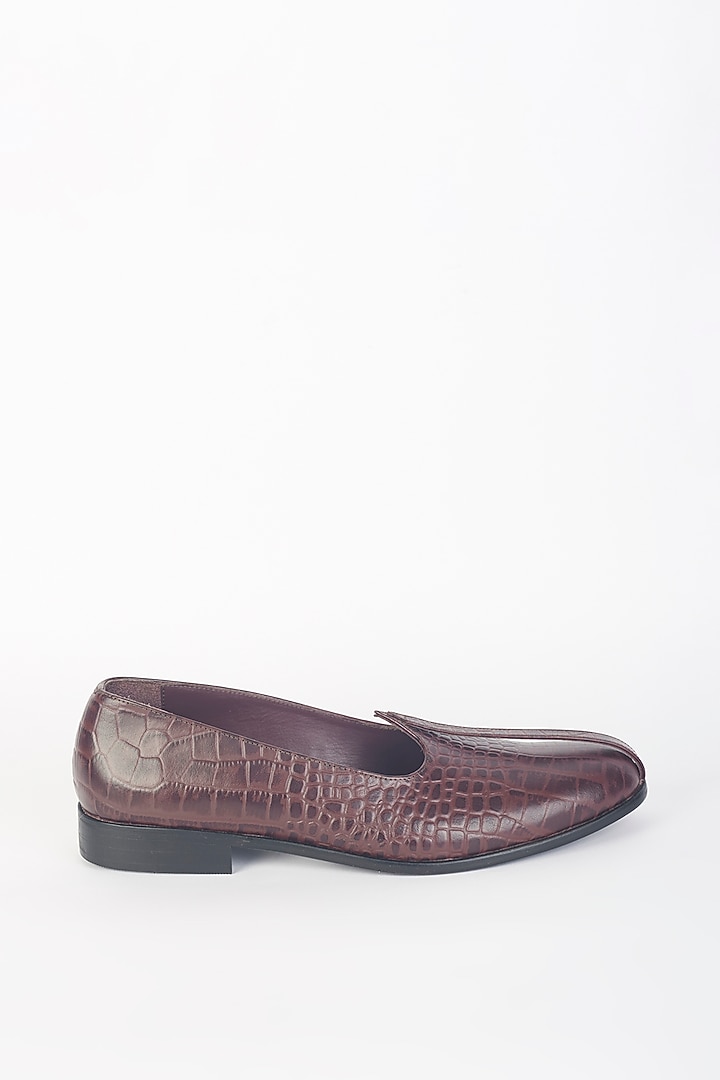 Burgundy Croc Printed Mojris by SKO Men at Pernia's Pop Up Shop