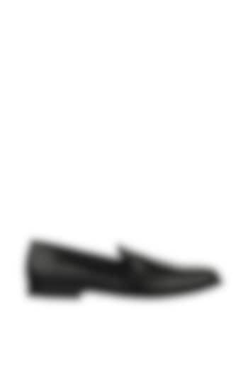 Black Handmade Printed Loafers by SKO Men