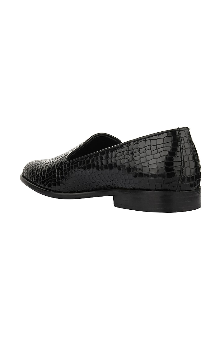 Black Handmade Printed Loafers by SKO Men at Pernia's Pop Up Shop