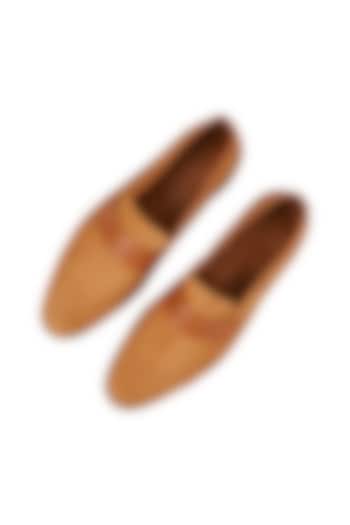 Camel Brown Suede Penny Loafers by SKO Men