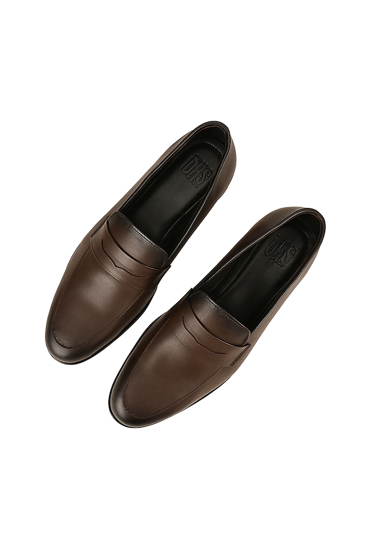 Two-Tone Brown Leather Penny Loafers by SKO Men