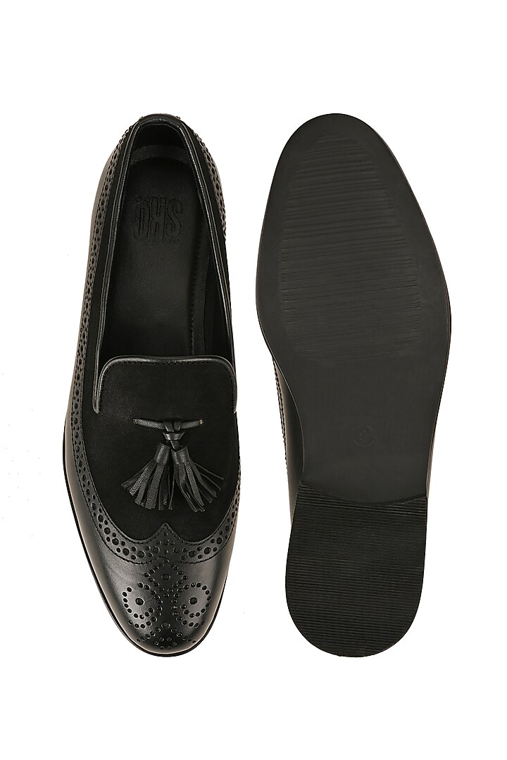 Black Leather Brogues by SKO Men at Pernia's Pop Up Shop