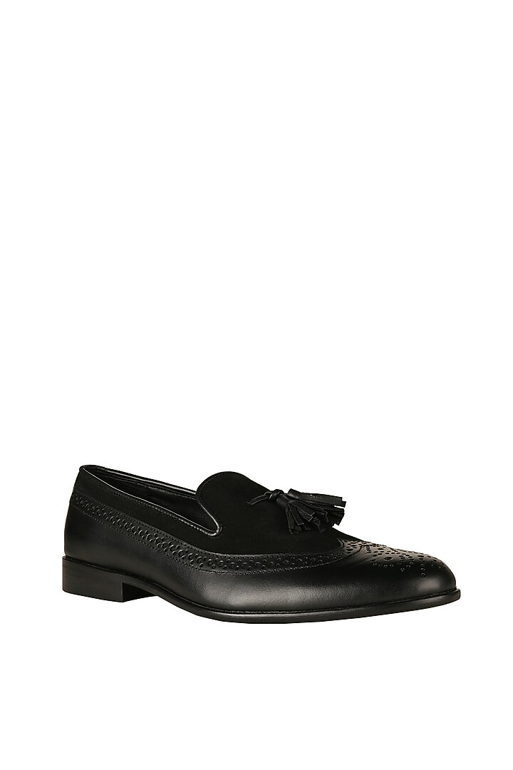Black Leather Brogues by SKO Men at Pernia's Pop Up Shop