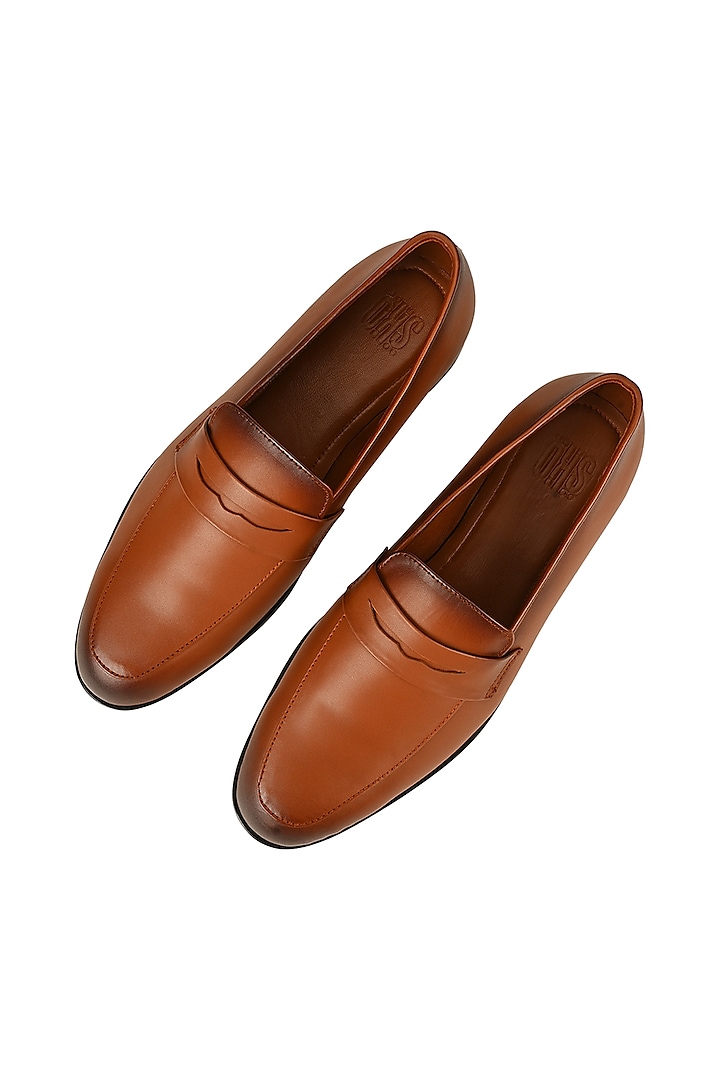 Two-Tone Tan Leather Penny Loafers by SKO Men