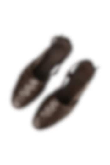 Brown Leather Peshawaris by SKO Men