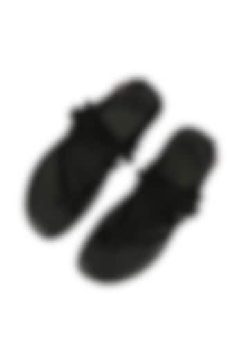 Black Leather Milan Sandals by SKO Men