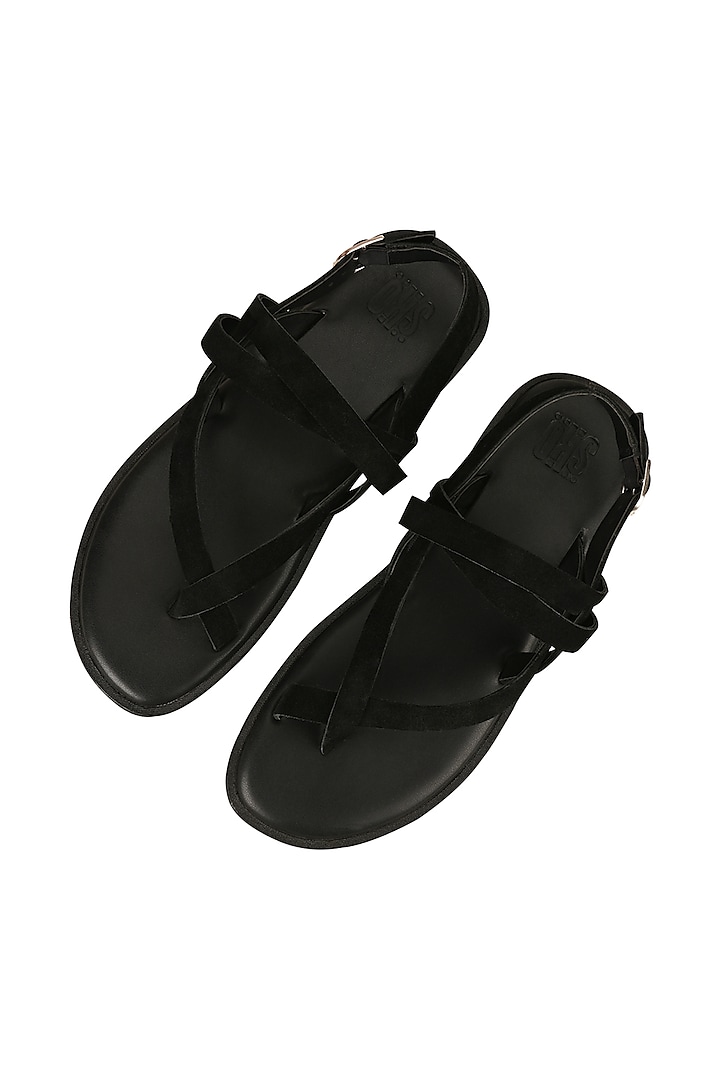 Black Leather Milan Sandals by SKO Men