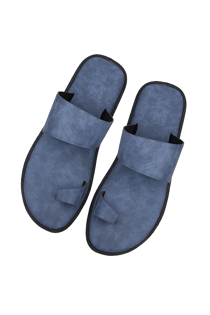 Mint Blue Leather Sandals by SKO Men