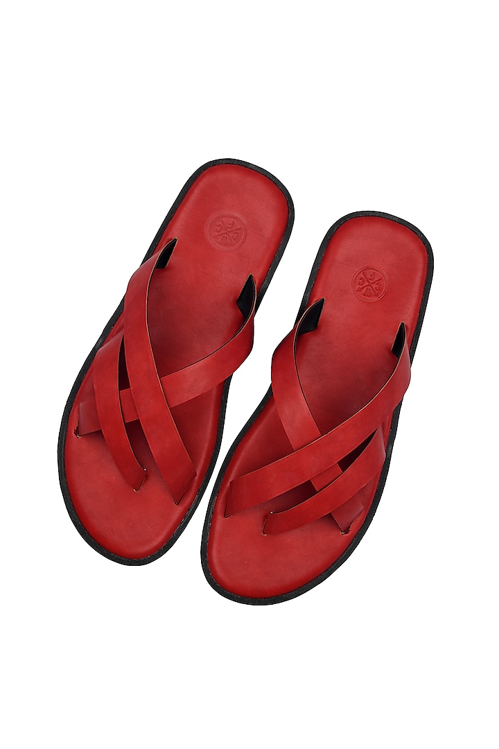 Red Leather Sandals by SKO Men