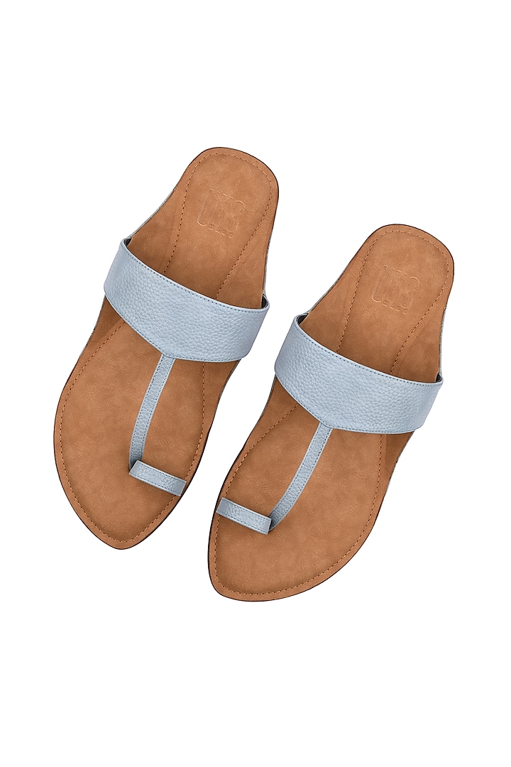Mint Blue Leather Kolhapuri Sandals by SKO Men