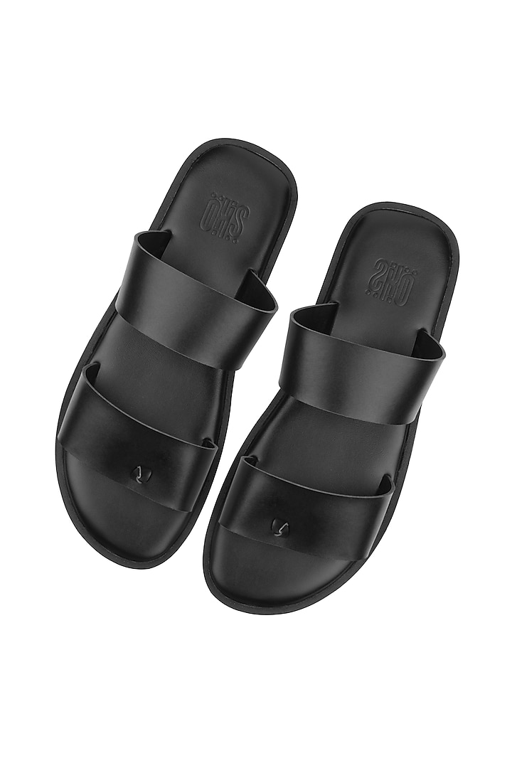 Corfu Black Leather Sandals by SKO Men