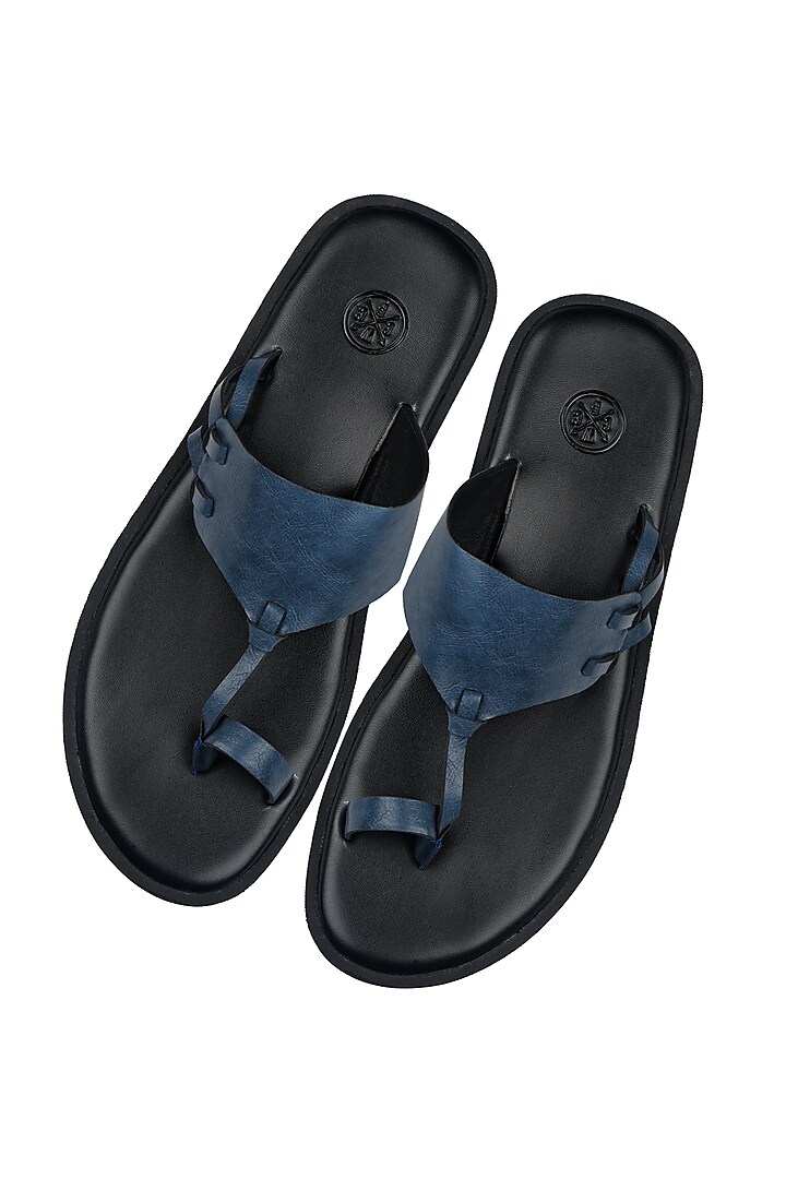 Indy Blue & Black Leather Sandals by SKO Men