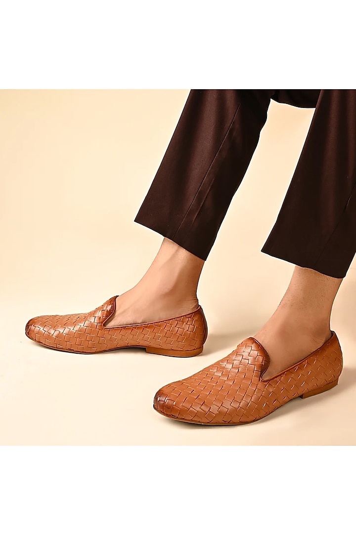 Brown Vegan Leather Loafers by SKO Men at Pernia's Pop Up Shop