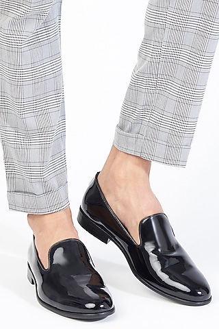 Black Leather Handmade Loafers by SKO Men