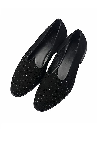 Black Suede Embellished Mojaris by SKO Men