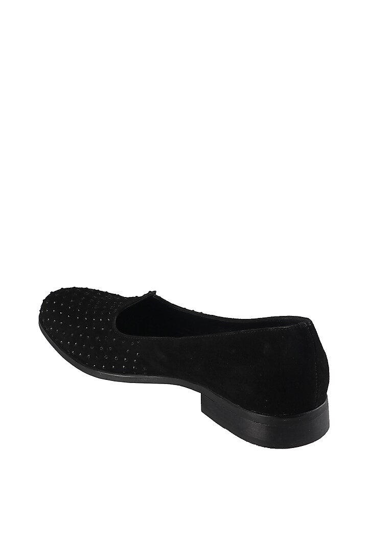 Black Suede Embellished Mojaris by SKO Men at Pernia's Pop Up Shop