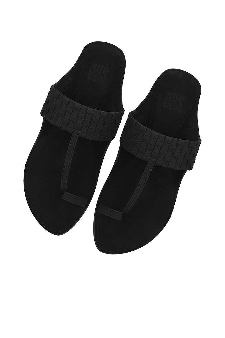 Black Italian Suede Kolhapuris by SKO Men