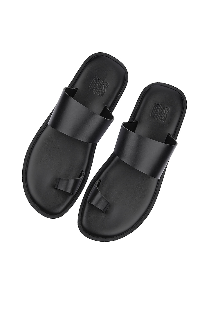 Black Leather Sandals by SKO Men