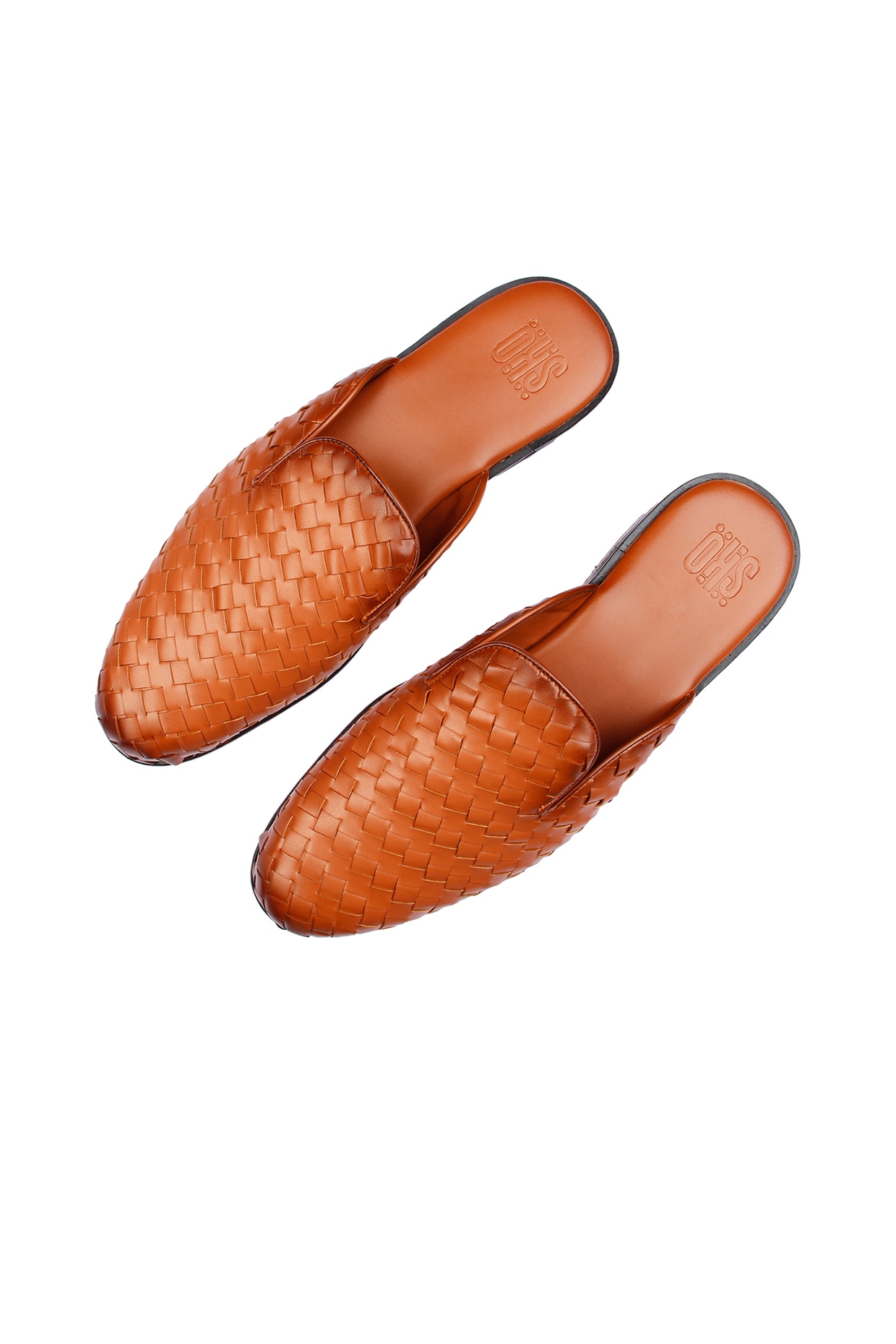 Shops tan woven mules