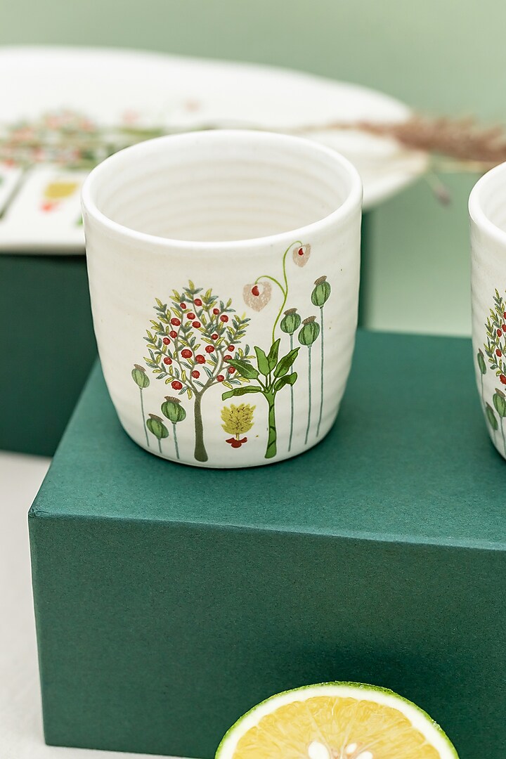 White Ceramic Handmade Cup Set by Sukoon at Pernia's Pop Up Shop