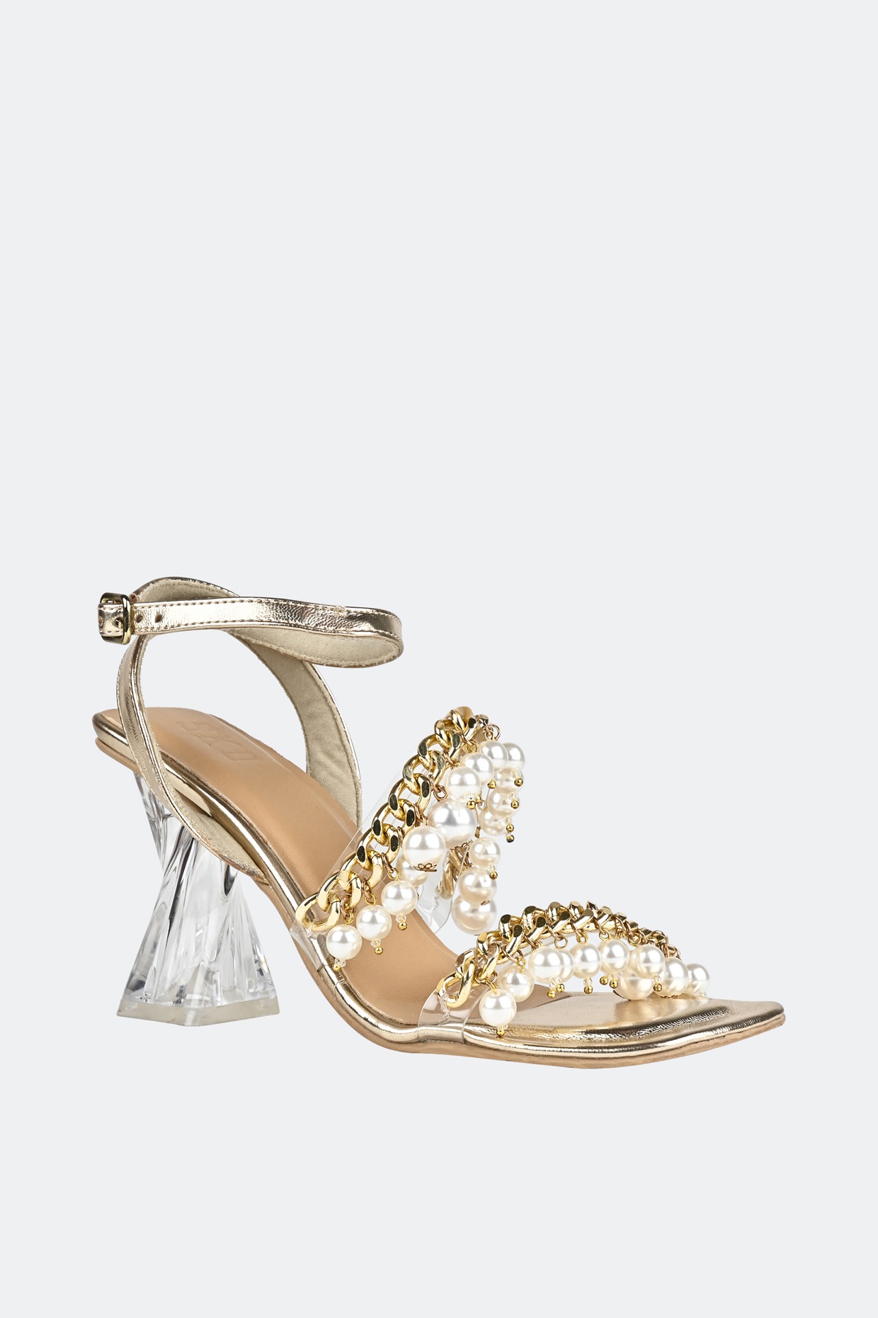 Pearl embellished block discount heels