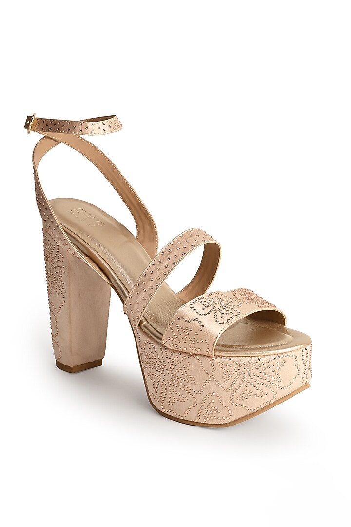 Rose Gold Sole Sheet Crystal Work Wedges by SKO at Pernia's Pop Up Shop