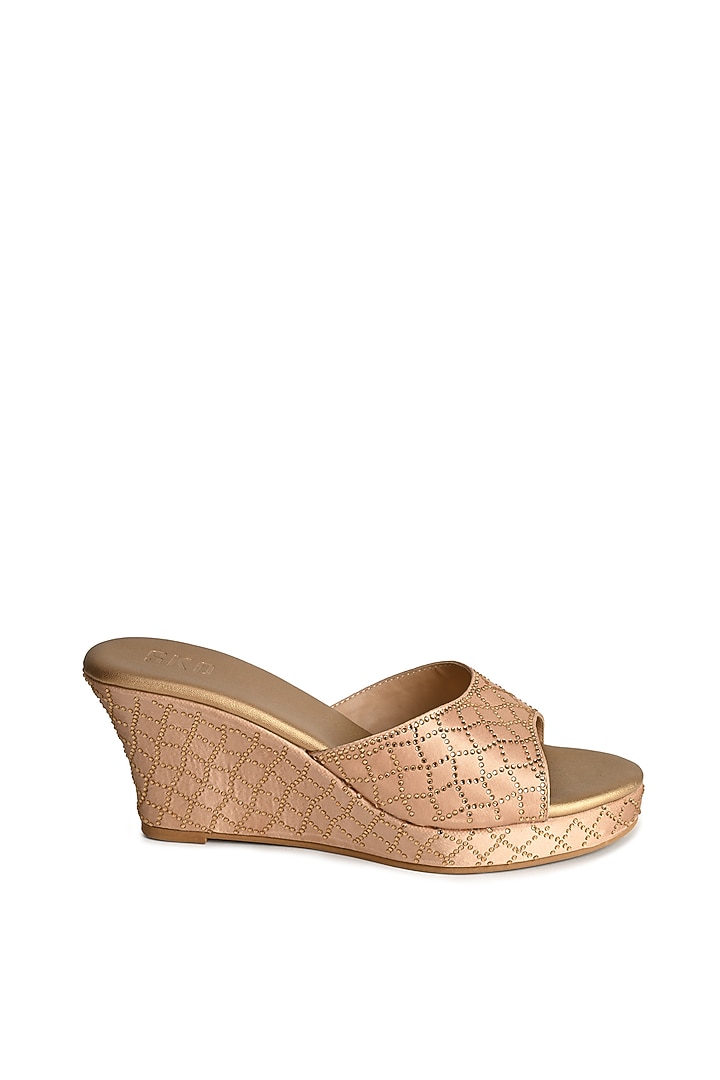 Gold Sole Sheet Crystal Work Wedges by SKO at Pernia's Pop Up Shop