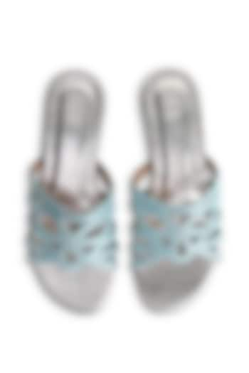 Blue Sole Sheet Crystal Work Flats by SKO at Pernia's Pop Up Shop