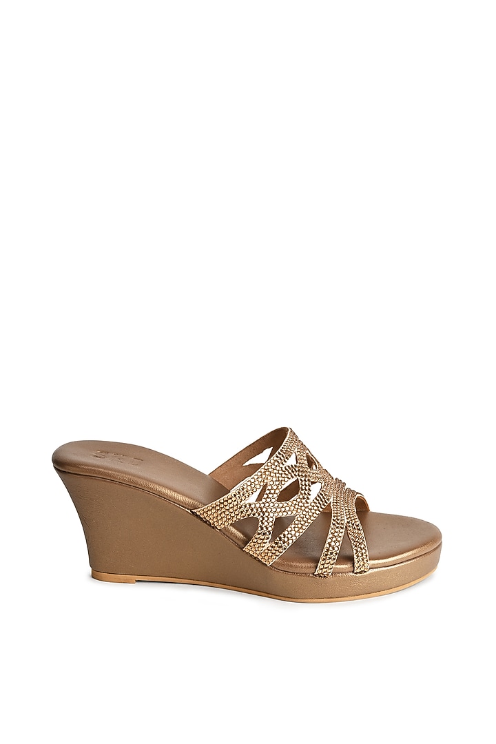 Copper Sole Sheet Crystal Work Wedges by SKO at Pernia's Pop Up Shop